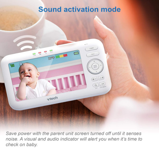 Videomonitor Vtech para bebé con visión nítida en su pantalla LCD de alta resolución.