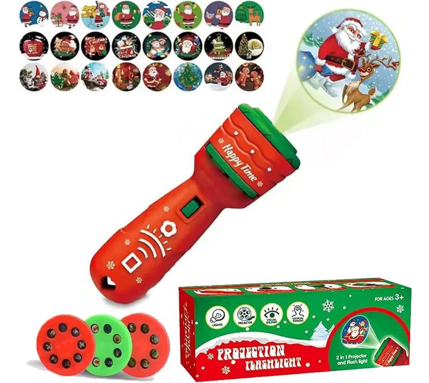 Linterna Proyectora de Navidad para Niños - Juguete y Proyector de Cuentos con 6 Diapositivas