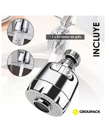 Rociador extensión de Grifo Giratorio 360° para Fregadero de Cocina y Baño