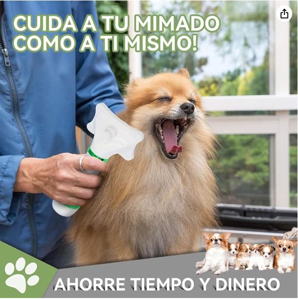 Secador y Cepillo de Pelo para Perros y Gatos 2 en 1 - 3 temperaturas, Silencioso y Portátil