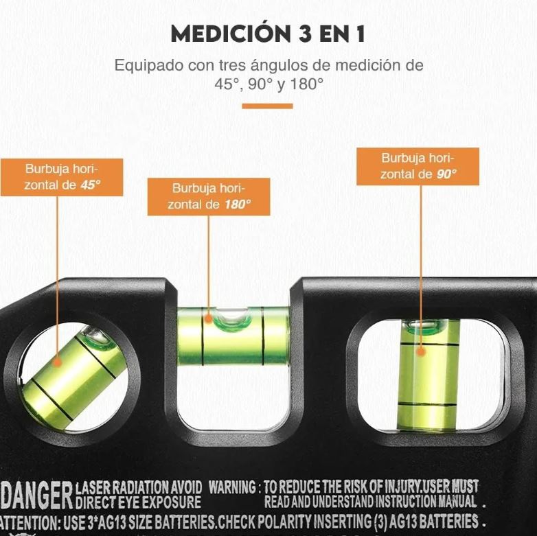 Nivelador Láser Profesional Pro40 con Medición de Burbujas y Cinta Métrica