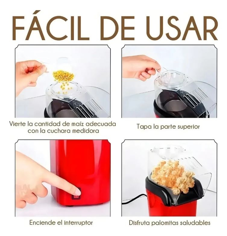Máquina para Hacer Palomitas Saludables, Rápidas y Sin Mantequilla
